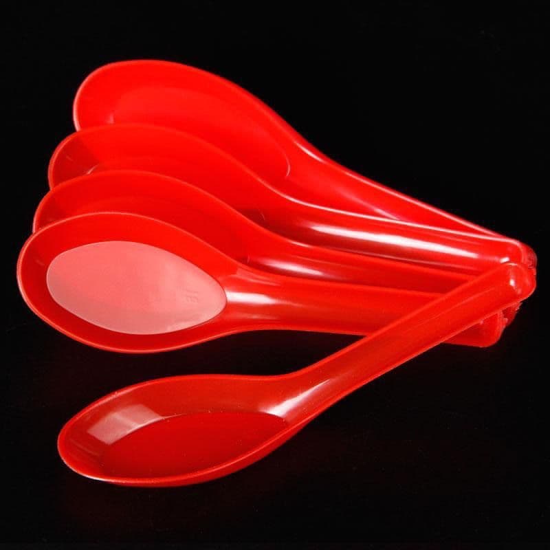 Disposable plastic soup spoons for commercial takeaway packaging, fast food rice spoon, thickened teaspoon, and small spoon wholesale
