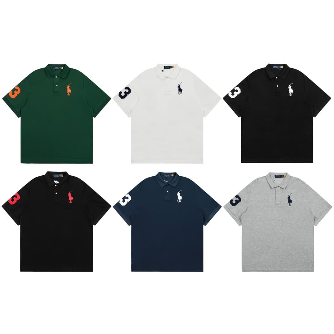 Summer Export Paul Polo Men's Turn-down Collar Embroidered Big Horse Short Sleeve T-Shirt Pure Cotton Men's POLO Shirt Stock Ready for Drop Shipping