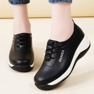 2026 New Thick Sole Heightening Women's Shoes Platform Shoes Soft Sole Comfortable Casual Flats Fashion German Training Shoes