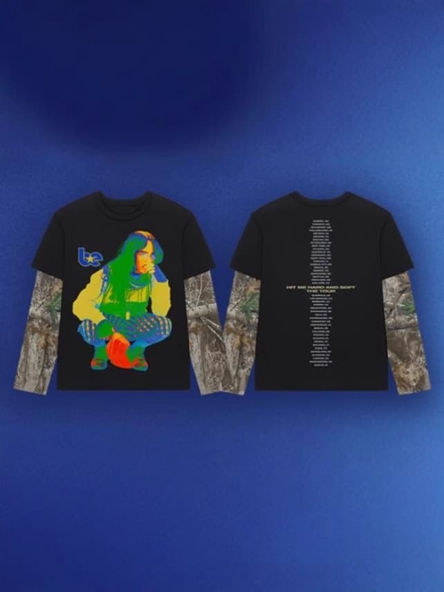 Cross-border Billie Eilish Merch HIT ME HARD AND SOFT Camouflage Long Sleeve Two-Layer T-Shirt