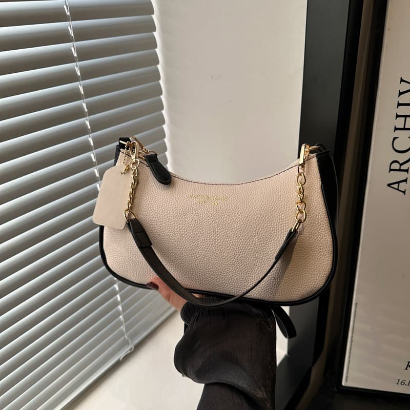 Women's Underarm Bag 2024 New Trendy Fashion Shoulder Handbag Textured Ladies Summer Contrast Color Work Tote