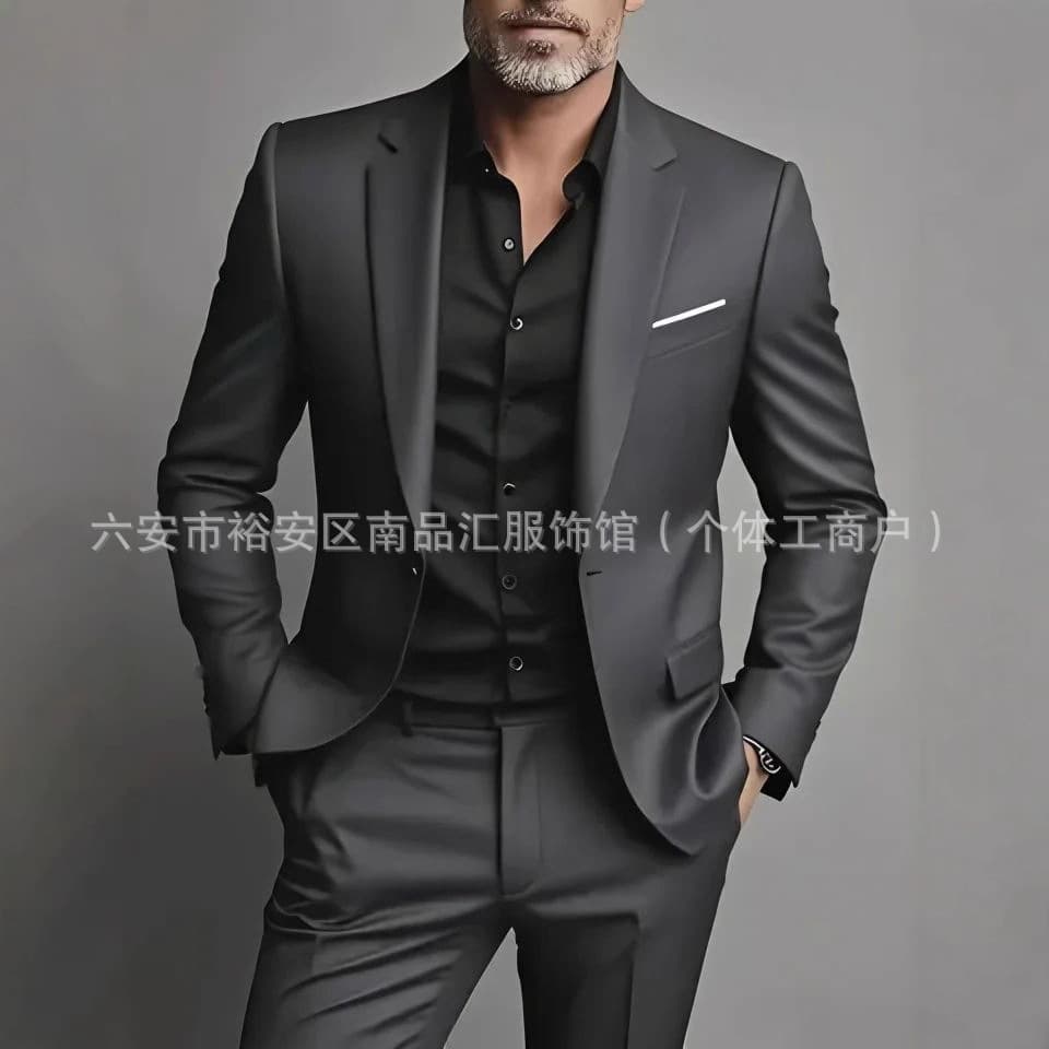 New Men's Suit Set Business Casual Loose Fit Wedding High-End Formal Suit for Europe and America