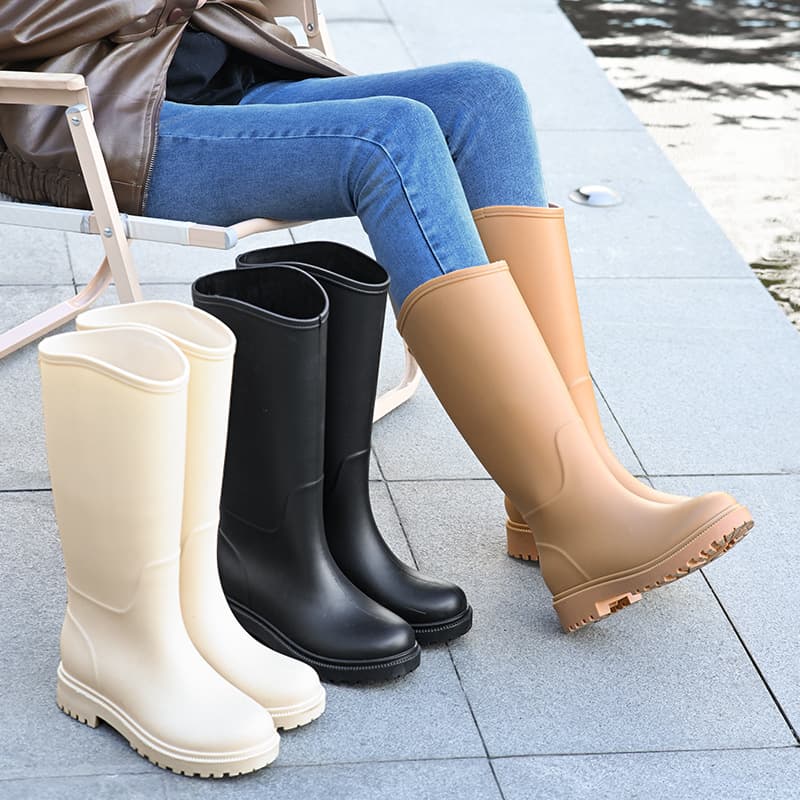 High rain shoes for women, adult fashion internet-famous new rain boots, Japanese-style long water shoes, anti-slip, waterproof, wear-resistant rubber shoes