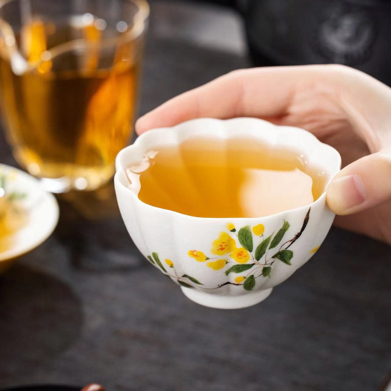 Hand-painted Elegant Tea Cup, Single Cup, Home Use Women's Exclusive Drinking Cup, Tea Tasting Cup, Exquisite Master Cup, Tea Drinking Cup