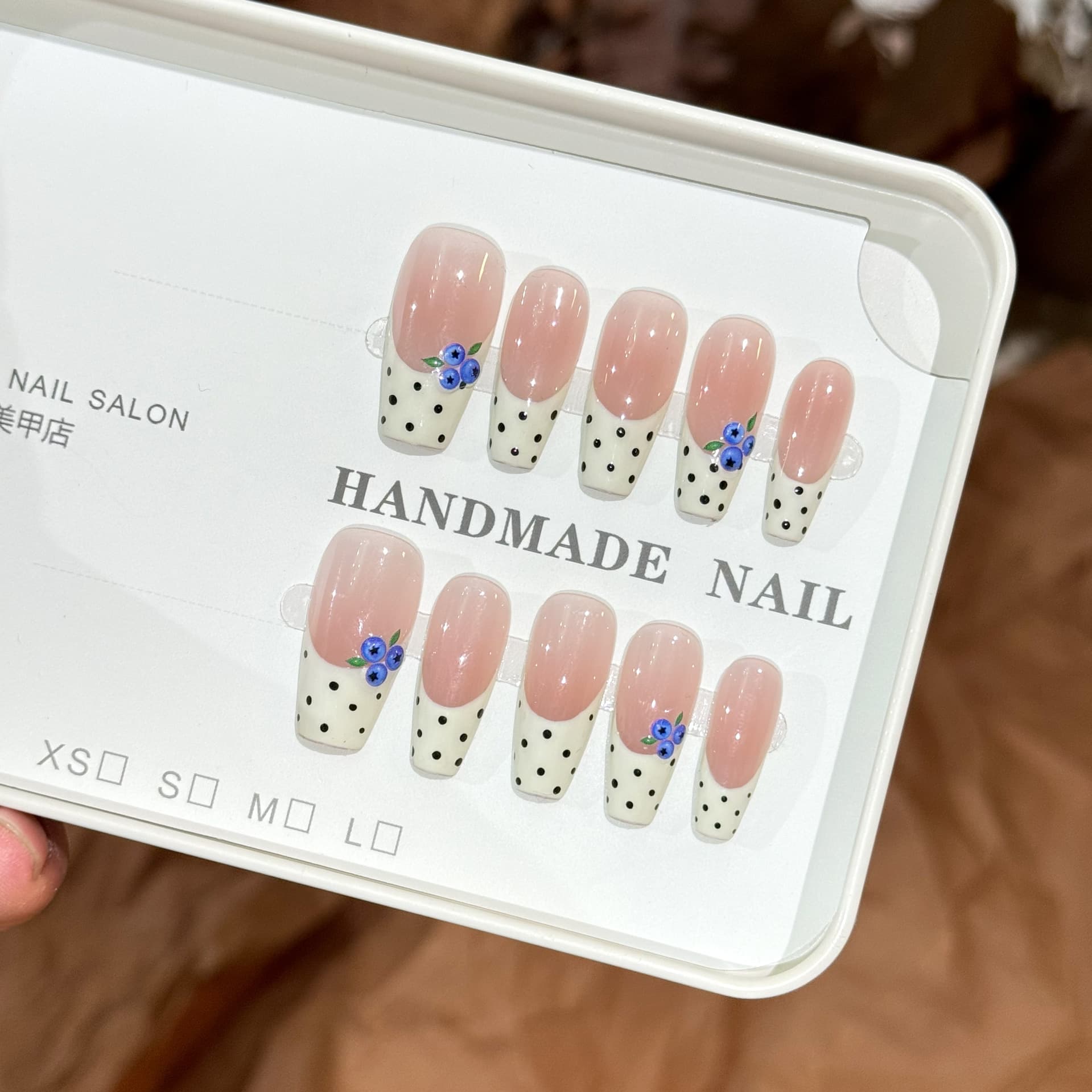 Blueberry Bobo Handmade Polka Dot Pink Nude French Elegant Nail Art New Trendy Whitening
