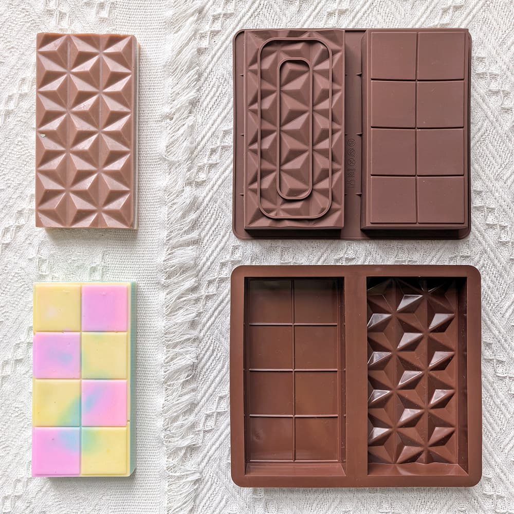 2 Styles Rectangular Triangular Prism Grid Chocolate Bar Silicone Mold Dubai Chocolate Bar Pistachio Cookie 846
