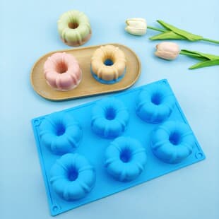 6-Cavity Pumpkin Savarin Silicone Mold Round Cake Pudding Dessert Baking Mold DIY Handmade Soap Mold