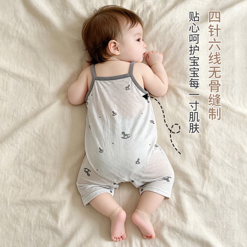 Baby Summer Thin Strap Romper, Lightweight, for 6 Months, 9 Months, Boys and Girls, Vest Style Outfit