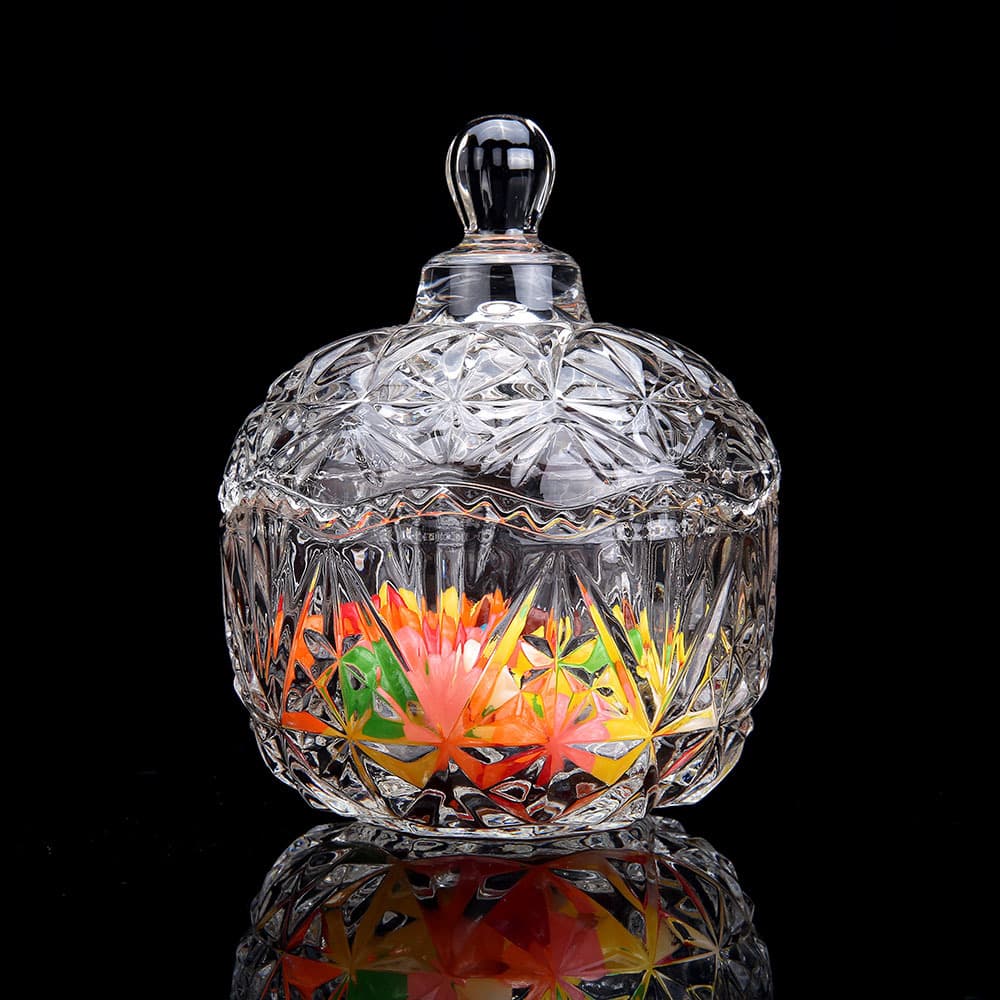 Small Edge Candy Diamond Sugar Jar, Transparent Wave-shaped Storage Container with Lid for Candies