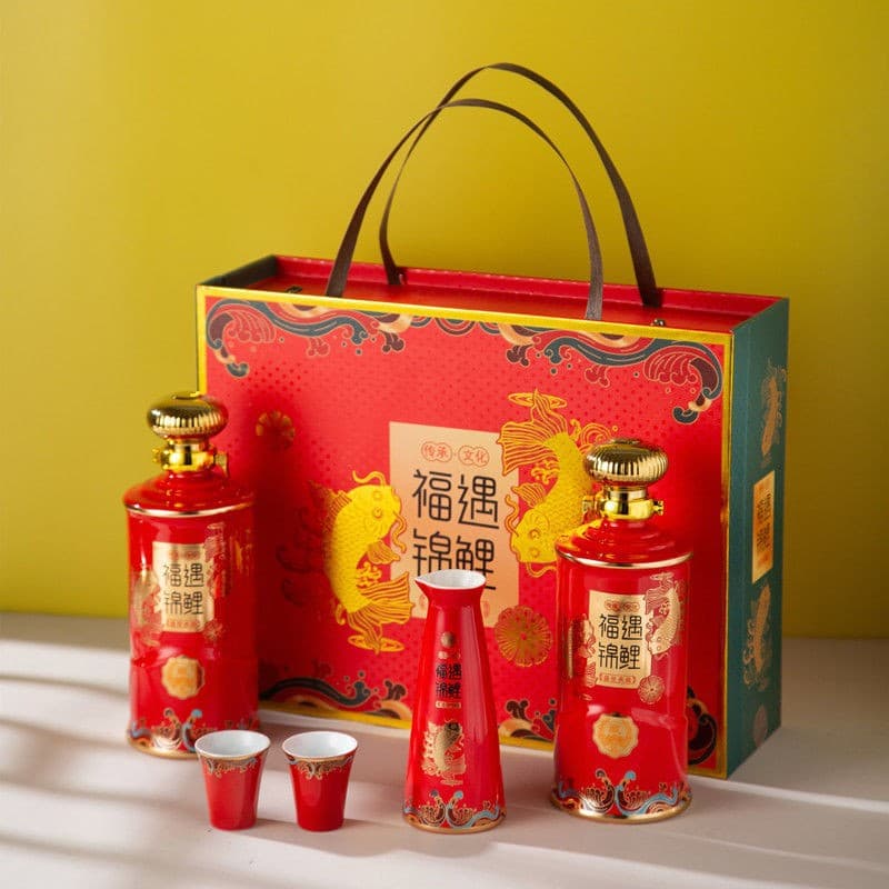 Jingdezhen ceramic wine bottles, 1 jin (500ml) or 500ml, Chinese red and white wine bottles, empty bottles, household sealed wine bottle set.