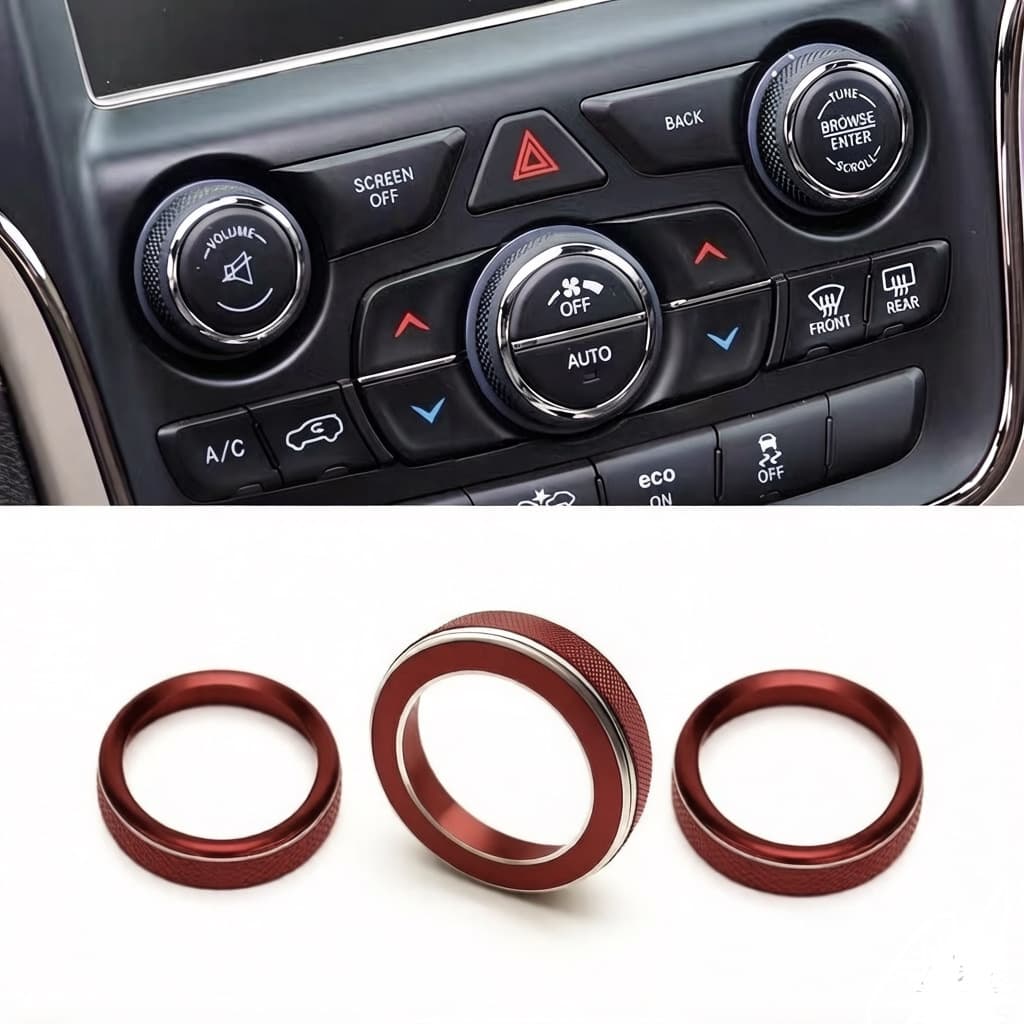 Suitable for Jeep 14-21 Grand Cherokee Air Conditioning Knob Ring Audio Switch Decorative Cover Protective Cover