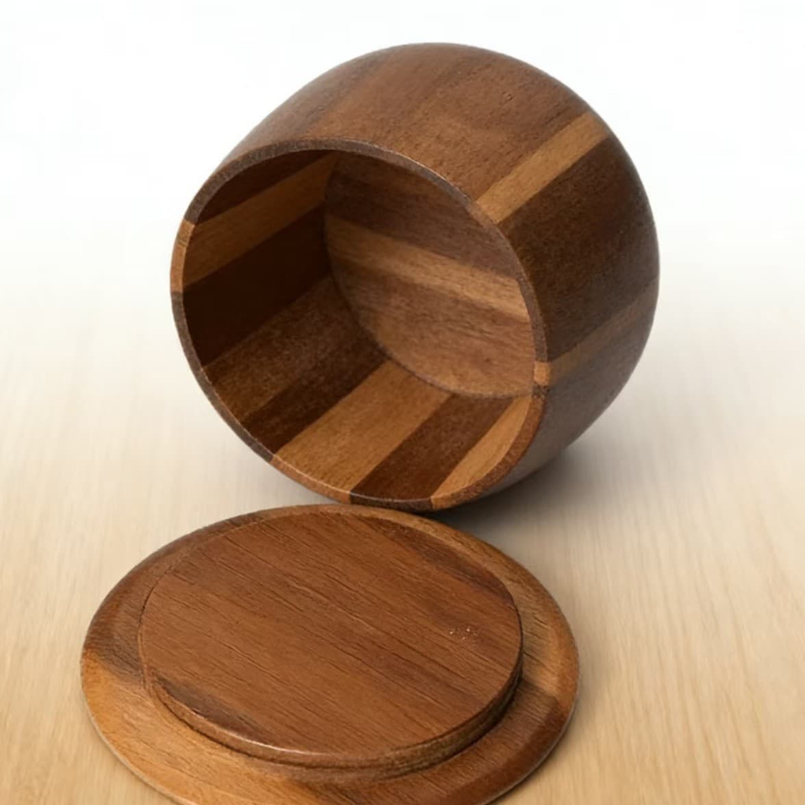 Wooden Storage Jar with Lid, Go and Gomoku Board Game Pieces Container, Acacia Wood Tea Canister, Kitchen Spice Organizer