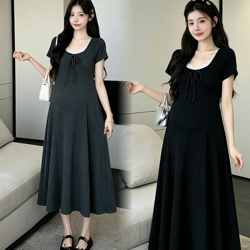 2026 Summer Maternity Dress Casual Versatile Long Dress Loose High Elasticity Maternity Dress