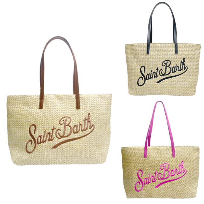 Saint Barthelemy Beach Straw Mat Bag Travel Street Woven Tote Bag European and American Large Capacity Woven Shoulder Bag