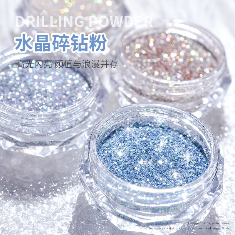 Viral Crystal Crushed Diamond Powder Nail Art Decor, Micro Sparkle Sand, Micro Diamond Tweeds Powder, Glitter Nail Decoration