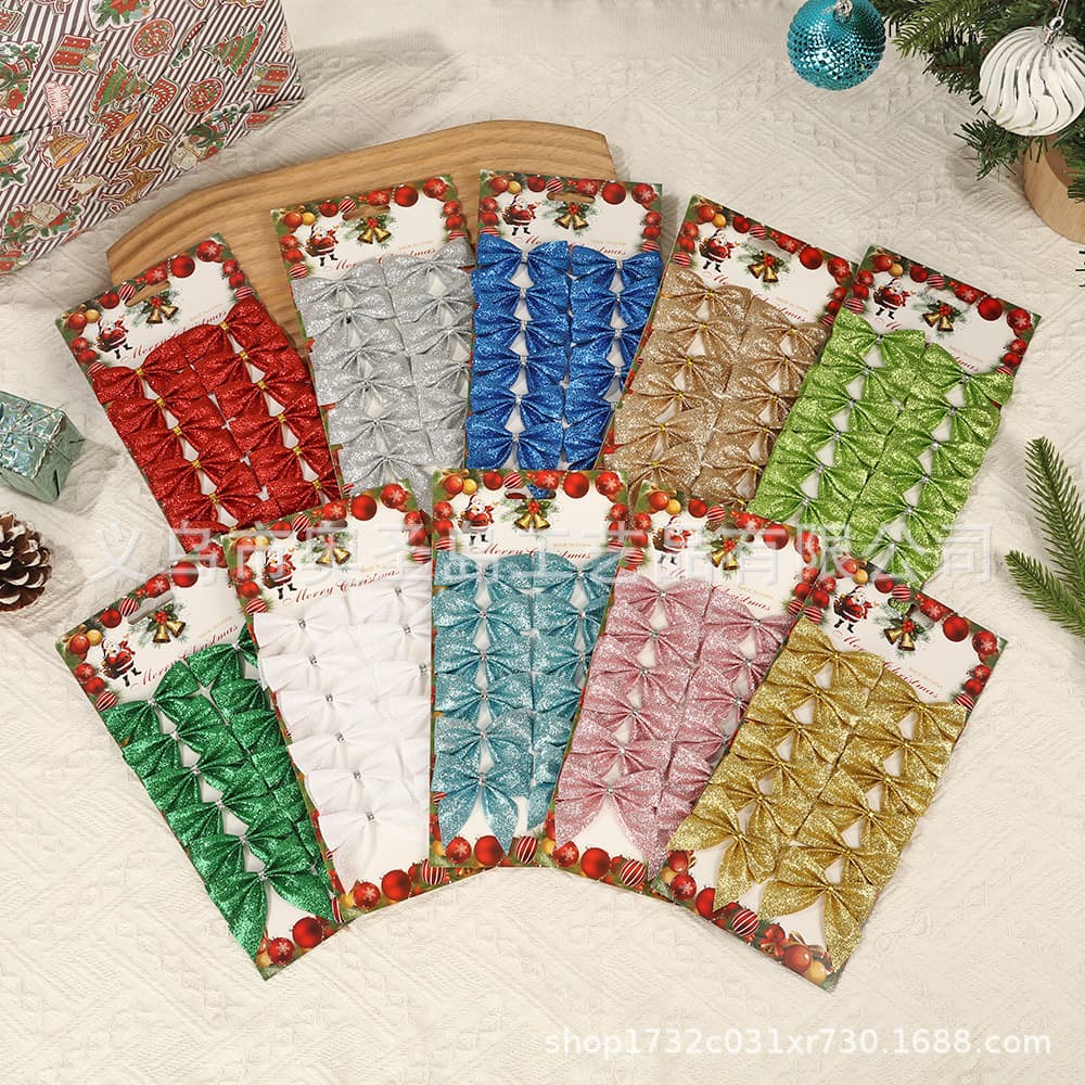 4*6cm Christmas New Decoration Ornament Bow Christmas Tree Wreath Hanging Decor Bow