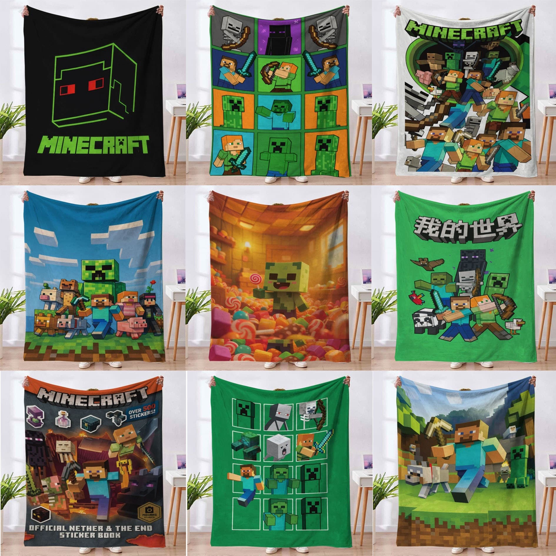 New Hot Selling Cross-border Amazon Cartoon Kids Blanket MC Game Merchandise My World Flannel Blanket