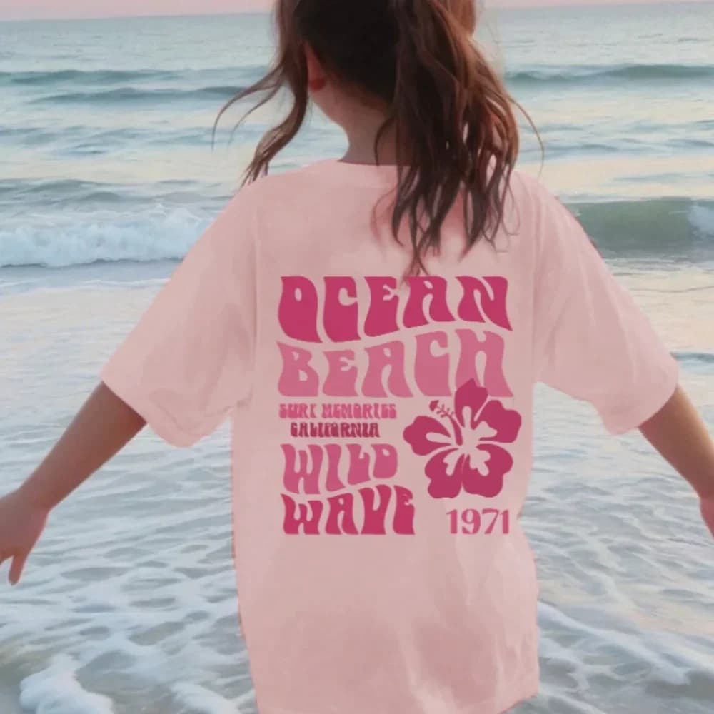 Girls Casual Letter Printed Round Neck Pullover Short Sleeve T-Shirt Summer Youth Clothing Girls Round Neck Clothing Europe and America