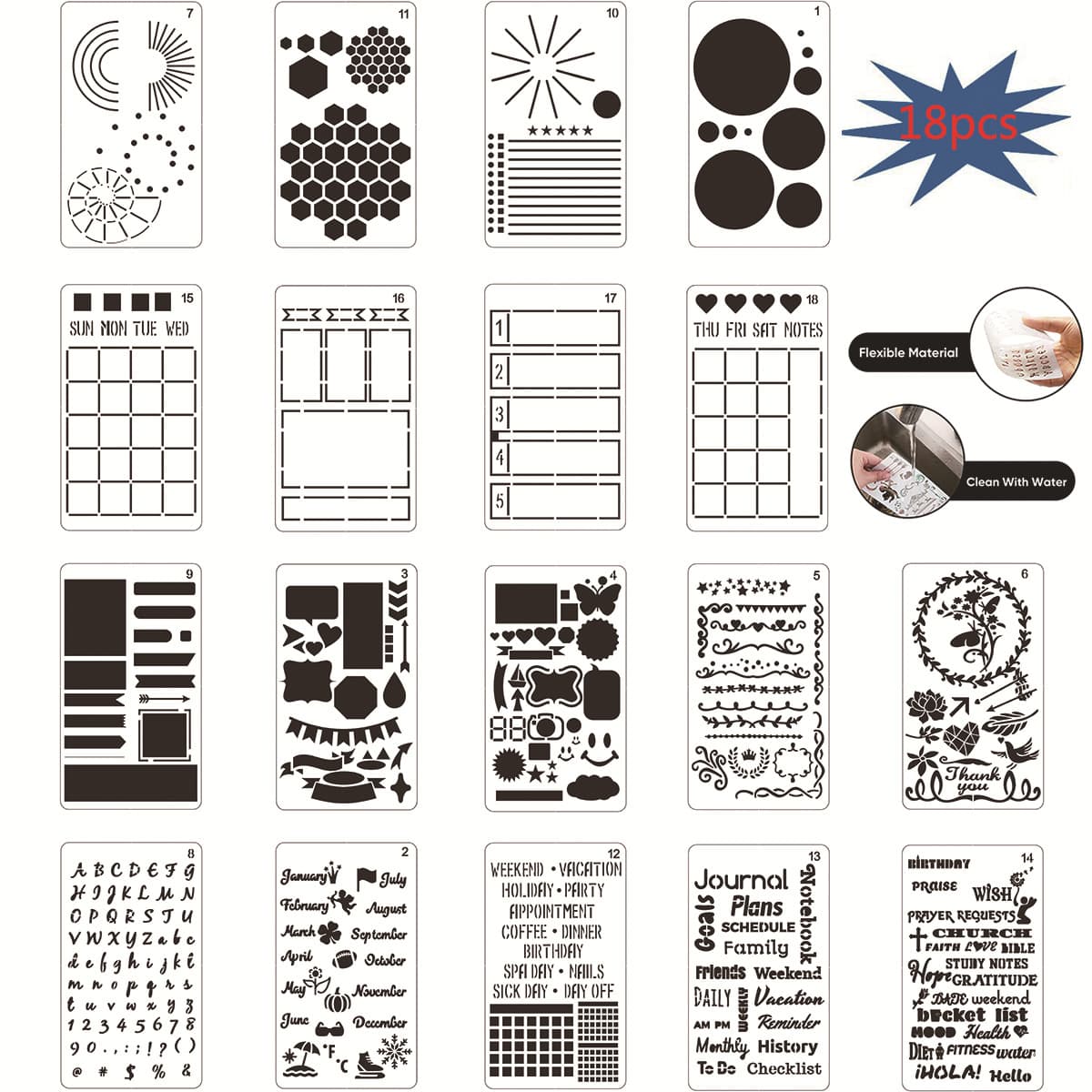New Border Ruler Scrapbook Template, DIY Painting Hollow-out Template Set A6 Size Diary Assistant Series Theme