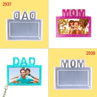 Father's Day Mother's Day Photo Frame Keychain Epoxy Resin Mold DIY Photo Frame Keychain Hanging Ornament MOM Photo Frame Silicone Mold