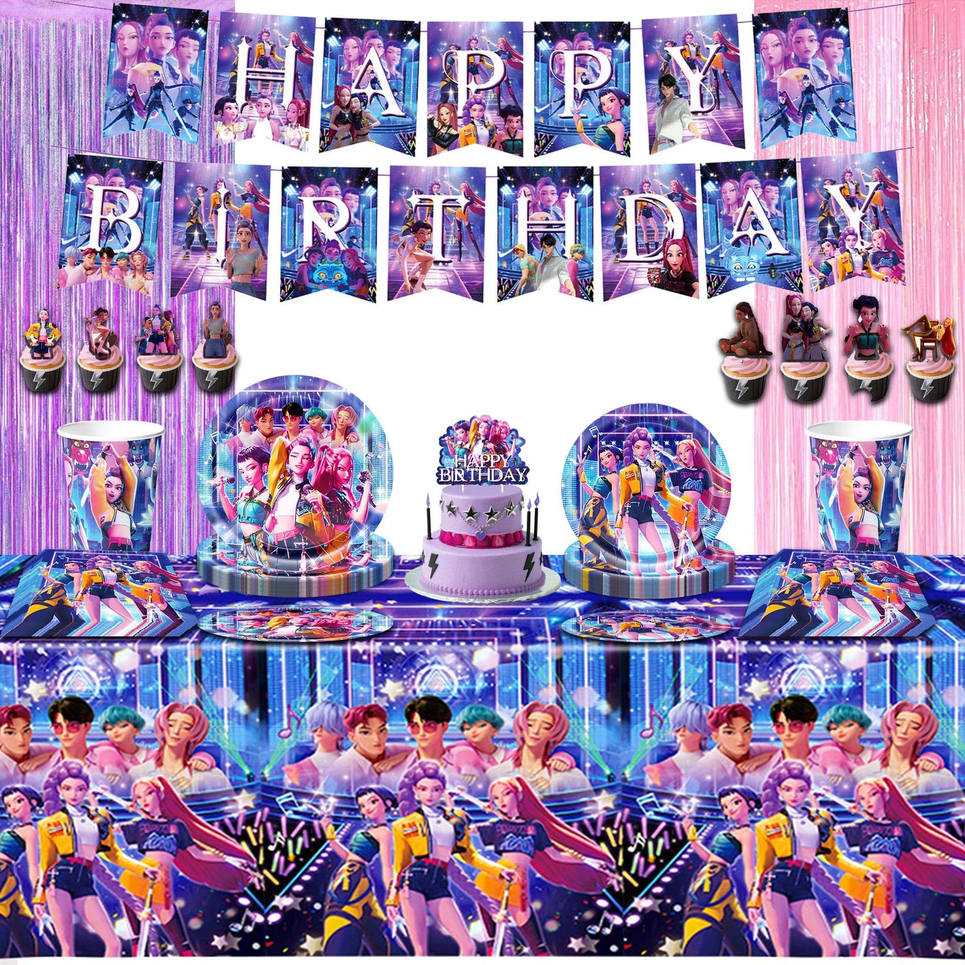 Amazon New Blue Witch Hunter Theme Birthday Party Tableware Decorations Atmosphere Setting Banner