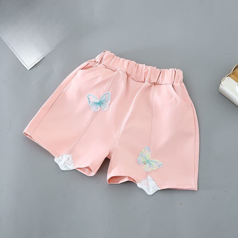 Girls' Summer Thin Beach Shorts, Cute Versatile Casual Pants for Baby Girls, Children's Open-Crotch Forest-Style Trendy Pants