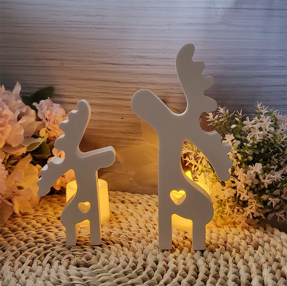 S0786 Christmas Large and Small Elk Ornaments Decorative Cement Plaster Mold DIY Silicone Mold