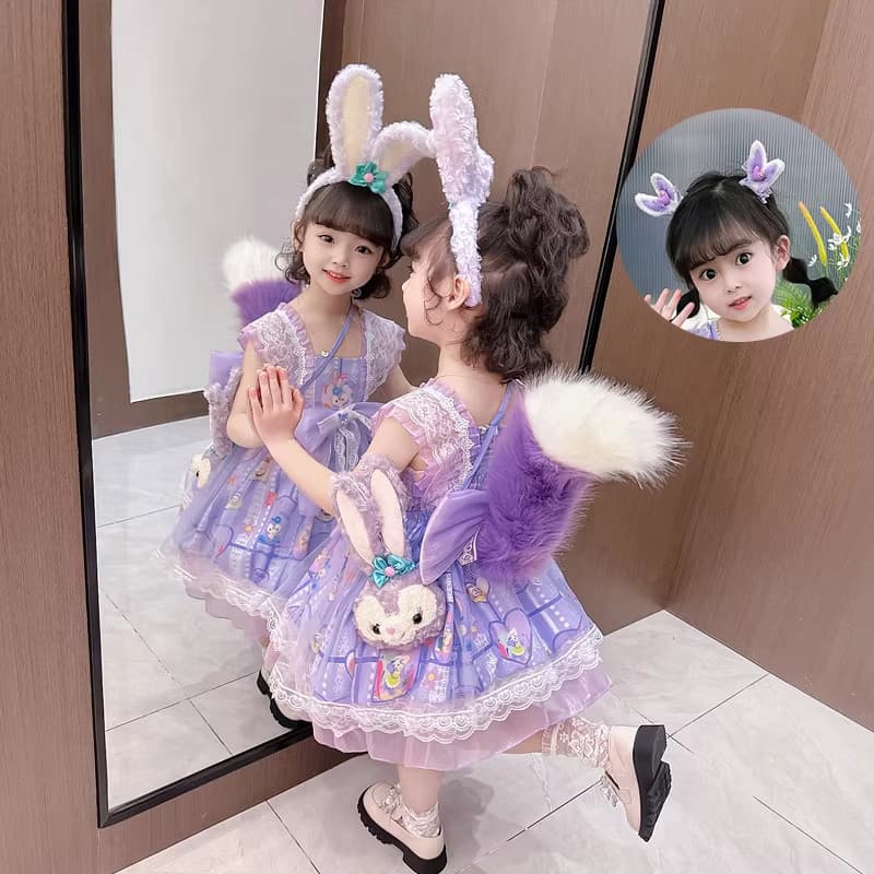 Summer Short-Sleeve Lolita Dress for Girls, Princess Dress with Linabell Tulle Skirt, Stellalou, Very Beautiful