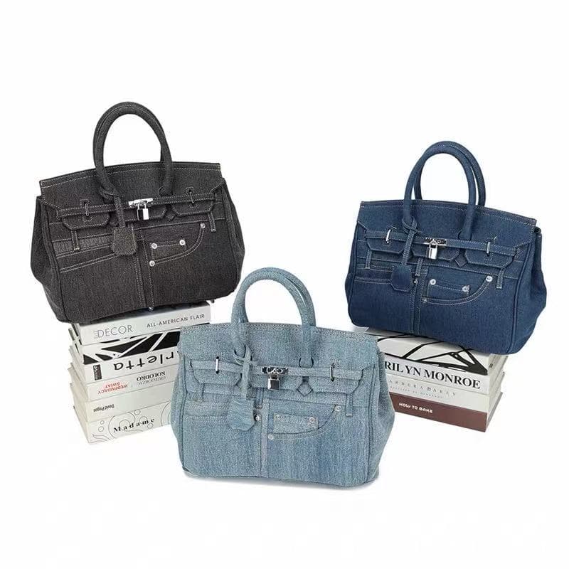 European and American fashion casual women's shoulder crossbody bag personalized denim platinum bag trendy women's bag handbag