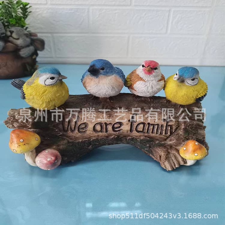 Cross-Border Creative Garden Courtyard Bird Resin Ornaments Outdoor Tree Stump Yard Decoration Outdoor Rockery Animal Garden Decor