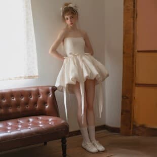 Birthday Party Dress Adult Ceremony Puffy Skirt Petite Engagement Marriage Registration Short Light Wedding Dress