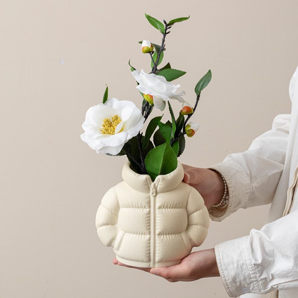 Yixun imitation down jacket ceramic pen holder cross-border hot selling ceramic vase ornaments storage dresser flower vase