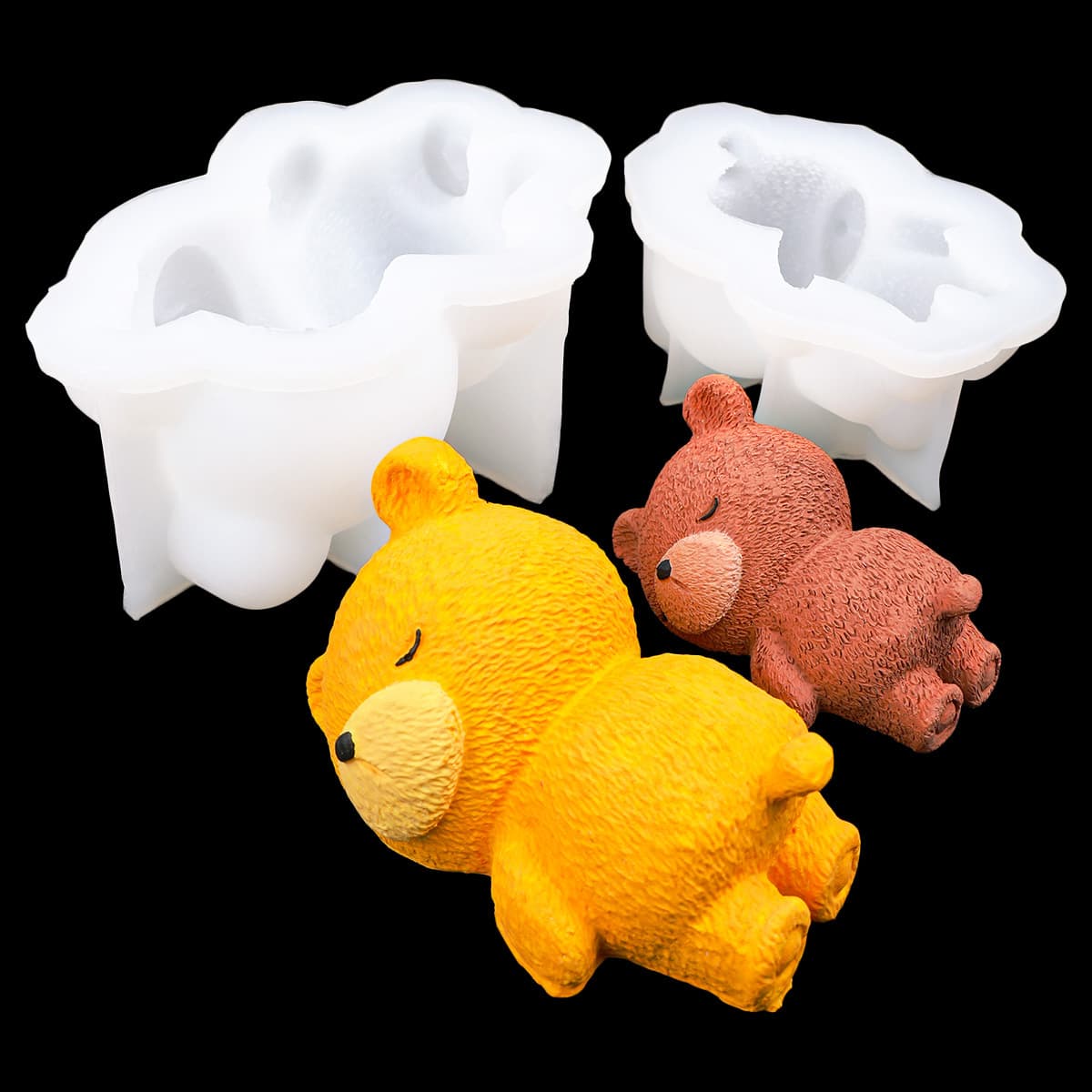 Little Bear Cake Silicone Mold Sleepy Bear Lying Bear Fondant Mousse Dessert Baking Mold Aromatherapy Candle Pinch Mold
