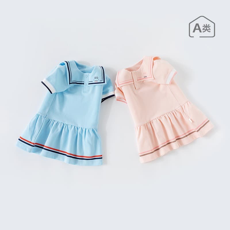 Girls Summer Thin Short Sleeve Baby Outing Short Skirt Shirt Dress Princess Style