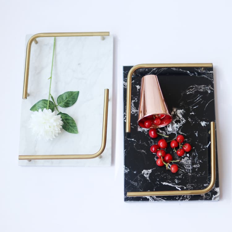 Manufacturer Marble Metal Pull Storage Tray Jewelry Display Tray Sample Room Decorative Tray Living Room Bedroom Decor