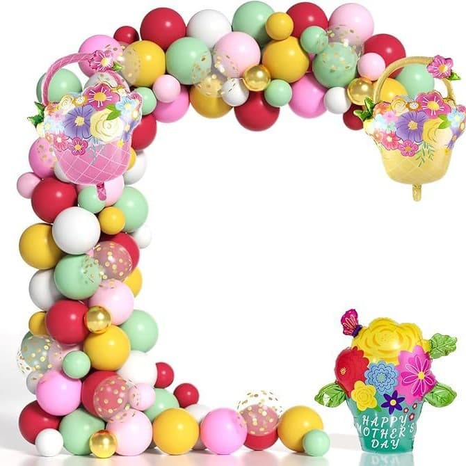 Pink Rose Red Balloon Arch Set 131 Pieces Happy Summer Spring Mother's Day Decoration Baby Shower Birthday Party