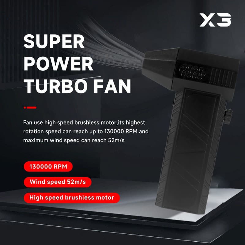 X3 High-Speed Jet Fan 130,000 RPM Brushless Handheld Rechargeable Outdoor Fan