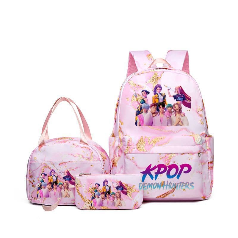 KPOP Backpack Lunch Bag Pencil Case Set Student Anime Fashion School Bag Pen Case Bento 3-Piece Set