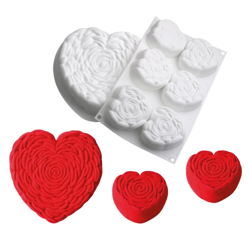 Shenhong Love Rose Silicone Mold Valentine's Day 8-Inch Mousse Cake Mold Mother's Day 6-Cavity Thousand-Layer Love Baking