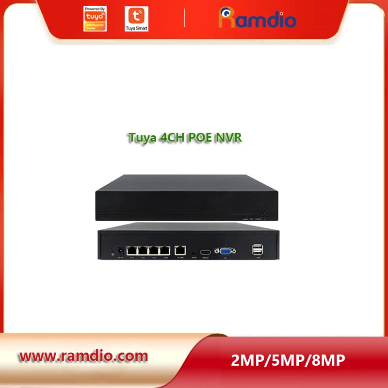 4ch Tuya 8MP 5MP CCTV POE NVR 4-Channel 8MP Tuya IPC Surveillance DVR
