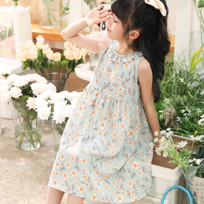 Girls Summer Princess Dress Mesh Vest Puffy Skirt Children's Summer Dress Little Girl's Fluffy Princess Skirt Cute Print Design