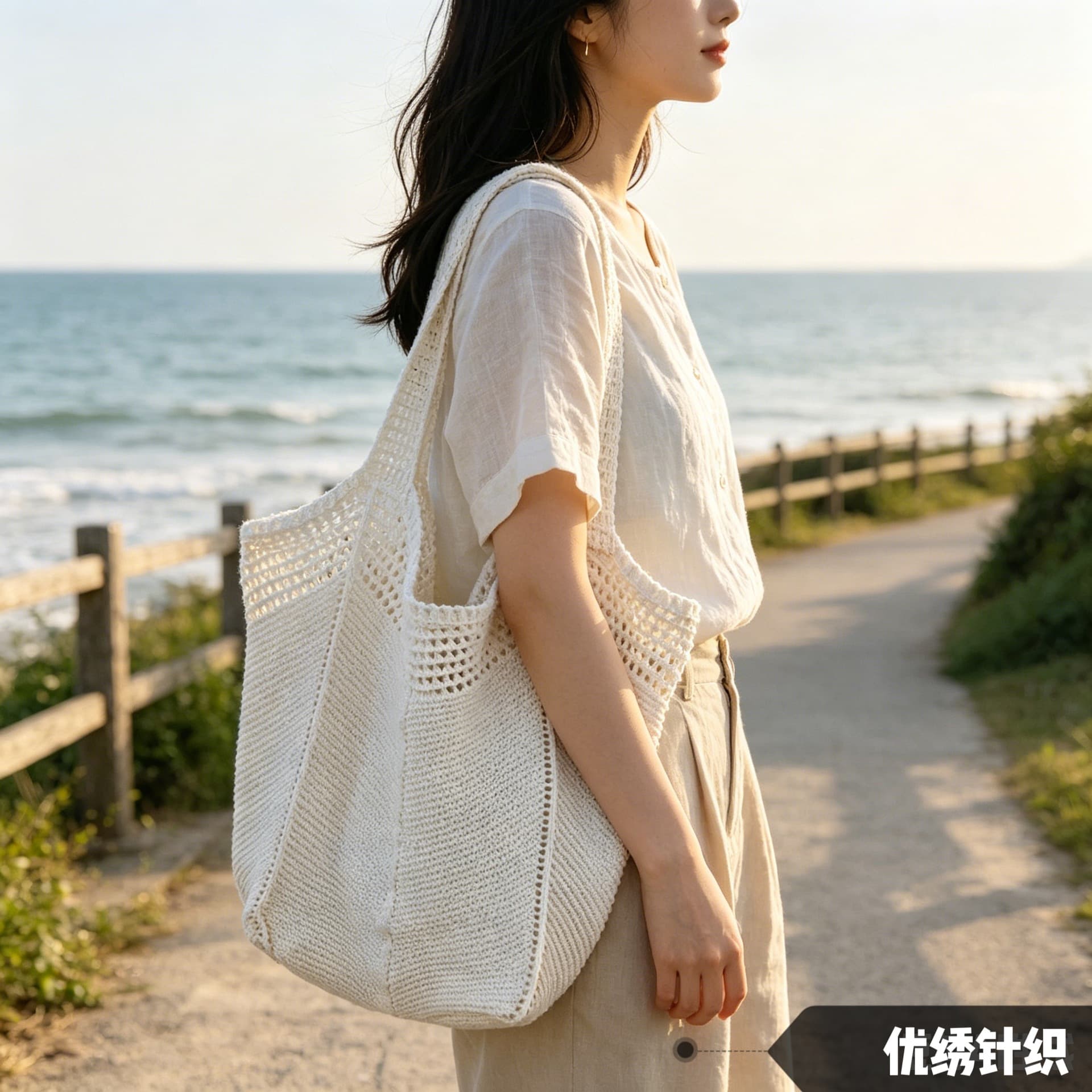 Lazy Tote New Style Casual Beach Shoulder Bag Handmade Straw Large Capacity Vacation Woven Hollow Bag