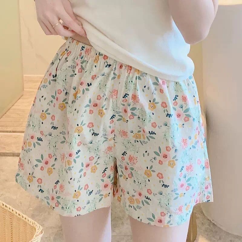 Cotton Silk Pajama Shorts for Women, Summer Shorts, Home Pants, Artificial Cotton, Loose Fit, Plus Size, Thin, Air-Conditioned Cotton Silk, Can Be Worn Outside