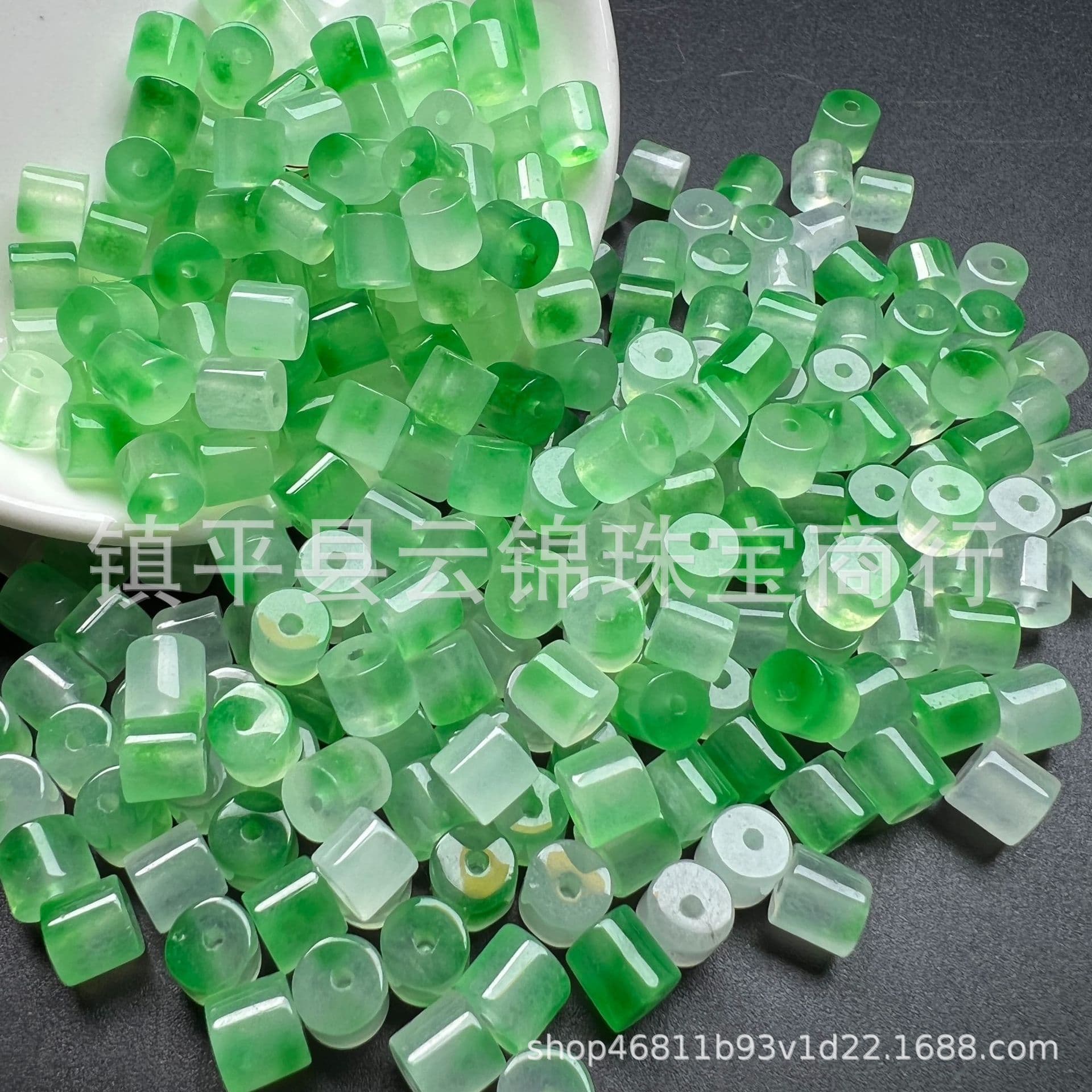 Ice Clear Bashan Ice Floating Flower Barrel Beads, Half Barrel Sun Green Loose Beads, DIY Handmade Beaded Bracelet Necklace Spacer Accessories