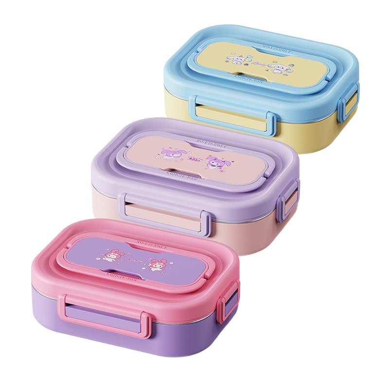 IP Collaboration 304 Stainless Steel Insulated Lunch Box with Compartments for Office Workers, Student Bento Box, and Children's Soup Bowl Set