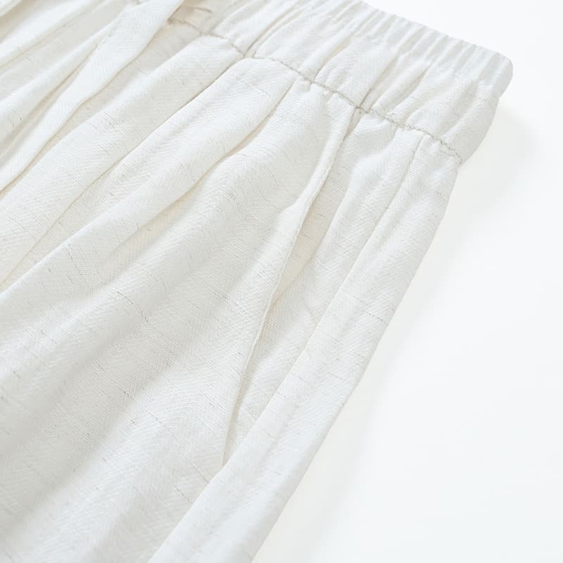 Tencel Linen Women's Summer Thin Curved Knife Pants Petite High-Waist Flowy Sun-Protection Ice Silk Wide-Leg Pants