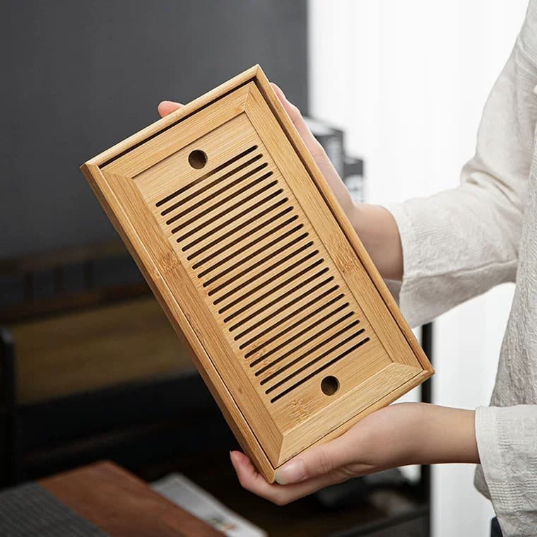 Wholesale rectangular bamboo tea trays for dry brewing, Kung Fu tea sets, mini minimalist tea trays, household water storage trays