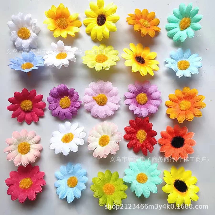 Spot 4cm simulated fabric daisy sunflower head handmade DIY silk flower children's hair accessories sunflower flowers