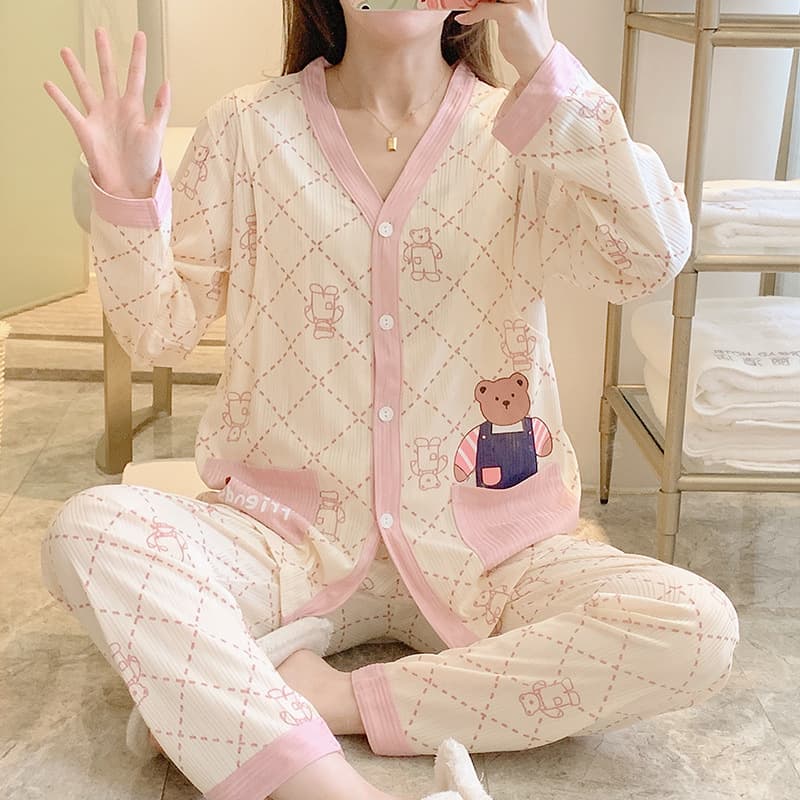 Maternity Nursing Sleepwear Long Sleeve Spring Summer Thin Postpartum Feeding Top Open Front Homewear