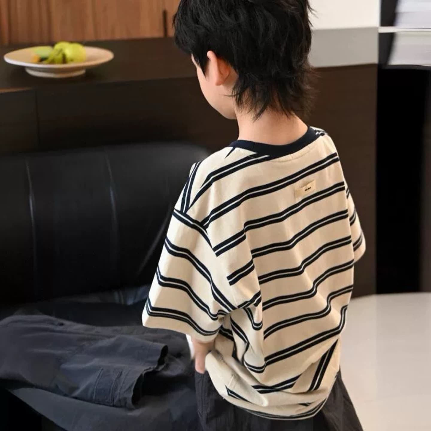 2026 Summer New Boys Short Sleeve T-Shirt Loose Korean Style Striped Kids Half Sleeve Fashion Boys Summer Top